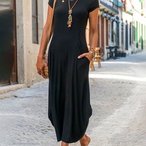 NWT- A-line black dress with pockets